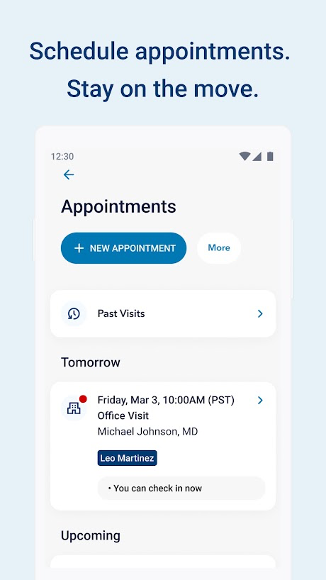 Kaiser Permanente app — appointments